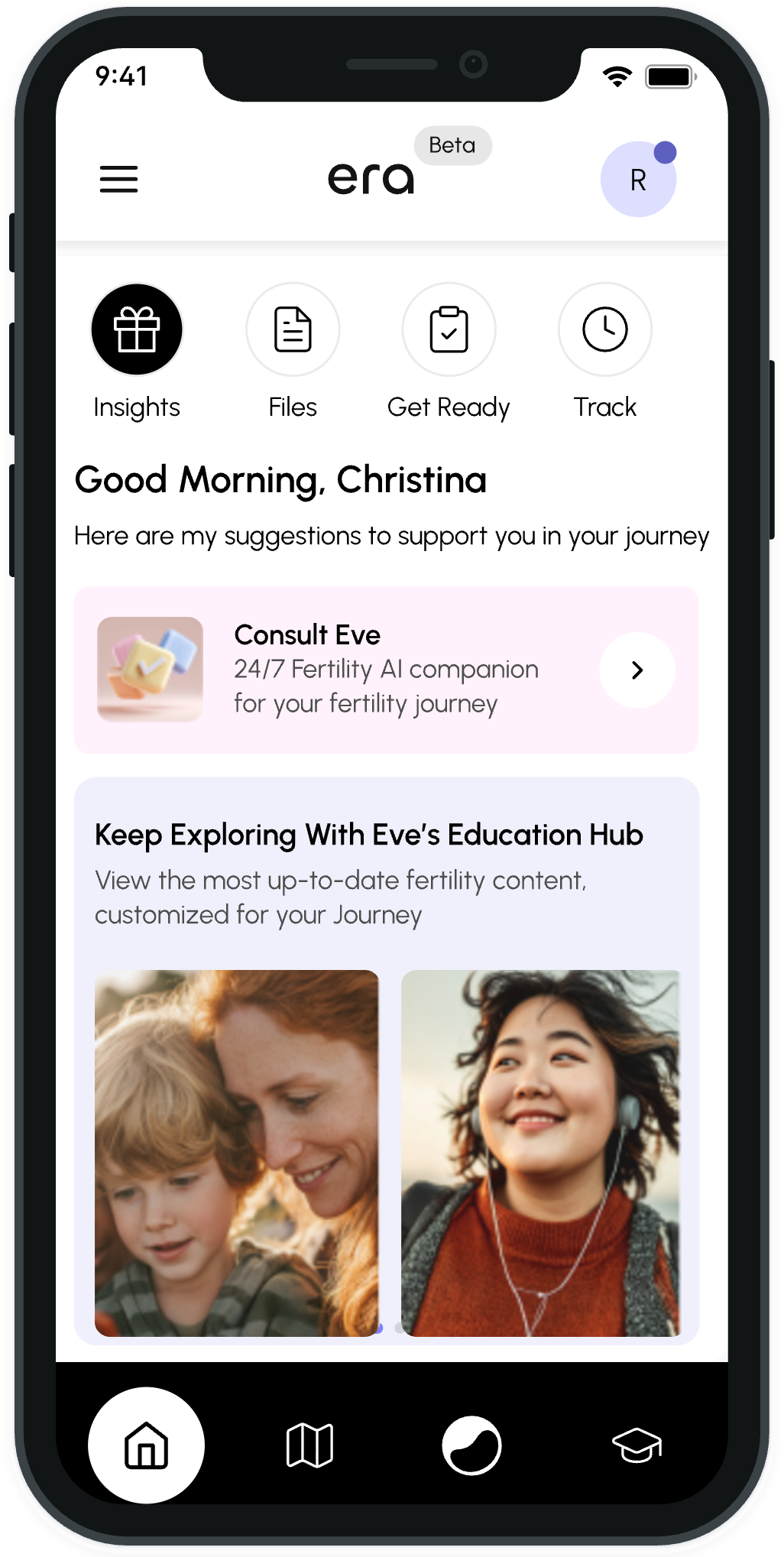 era app — Good Morning, Christina home screen